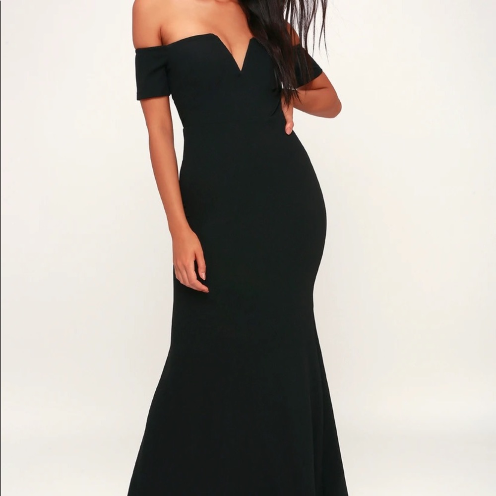 Lulus Lynne Black Off-the-Shoulder Maxi Dress